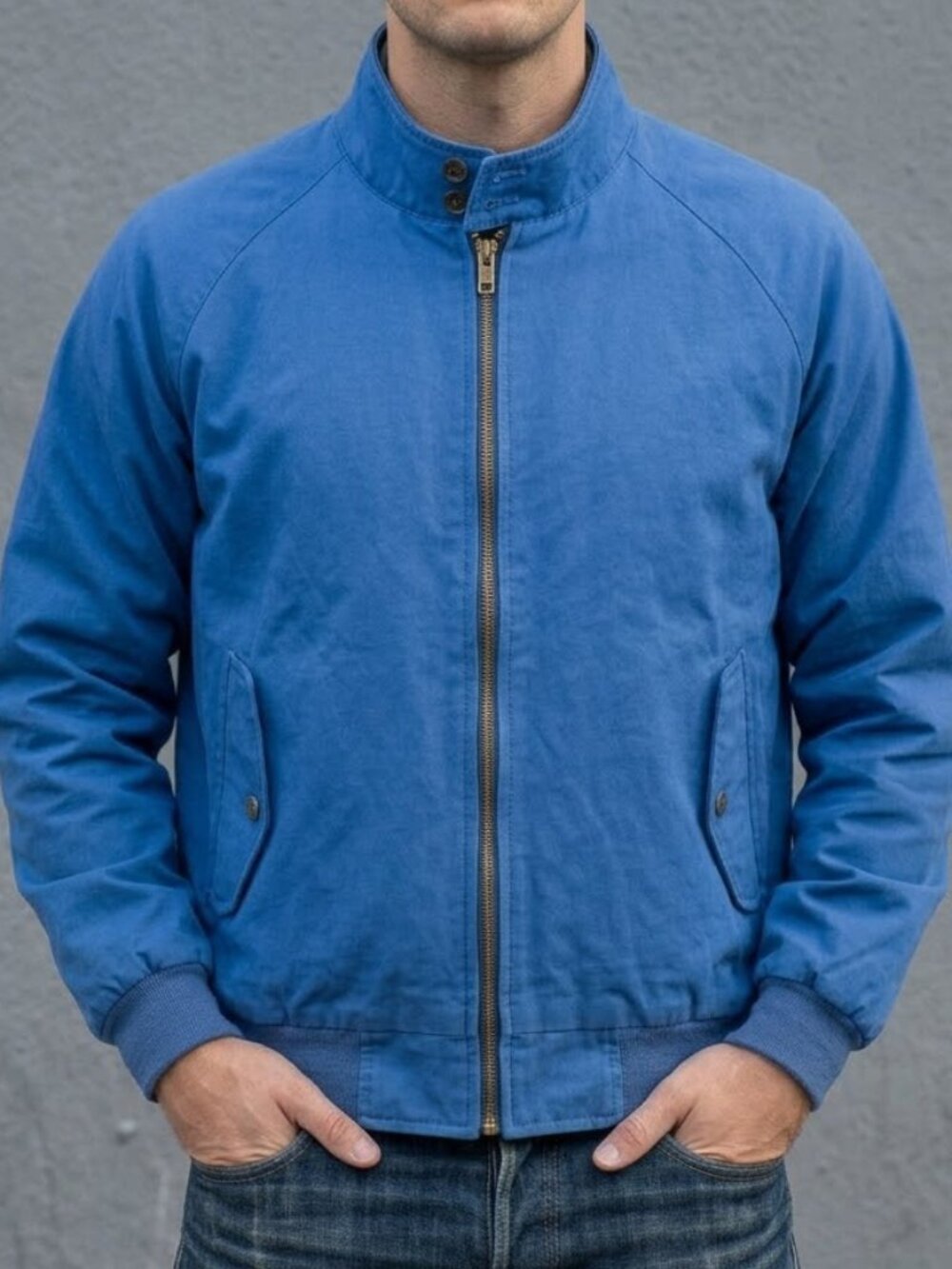 Vintage 80s Sears Blue Harrington Cotton Distressed Bomber Mod Jacket Men's M